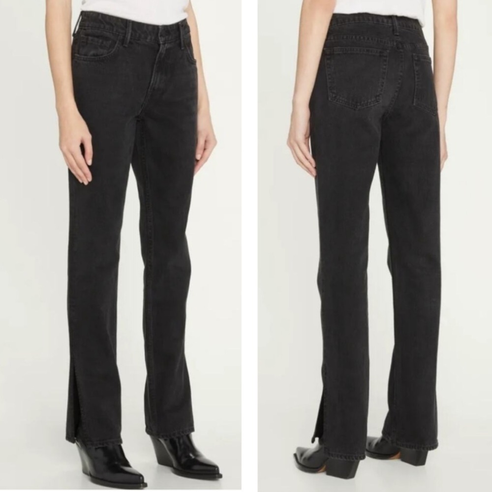 GRLFRND Hailey Low Rise Jeans In Sunset Strip Wash Slim Bootcut Hem Slits SZ 28